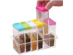 Pote Para Temperos Conjunto 6 Peças Plástico Transparente Cozinha