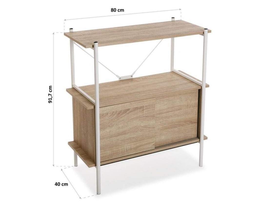 Mesa Auxiliar Blanco Con Dorado - Metal Y MDF 40x43x40 Cm