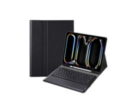 Lurelia Capa Com Teclado Bluetooth Para Ipad Air 132024 Teclado Bluetooth, Layout Pt, Preto E Preto