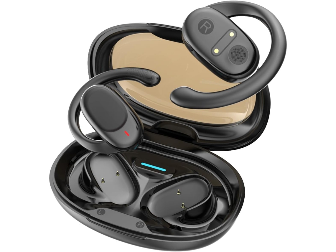 Fones de Ouvido Abertos Bluetooth 5.3 Condução Óssea com Gancho Ipx5 À Prova D'água JIAPEI (preto)
