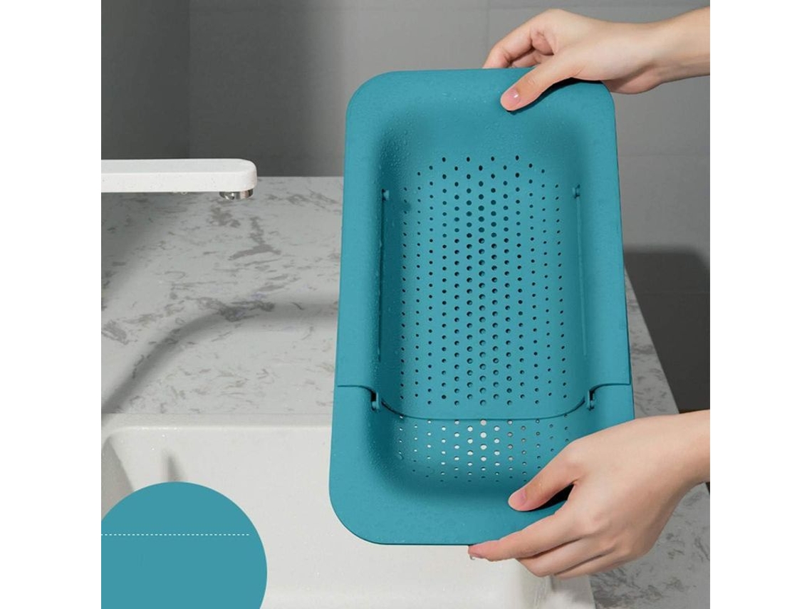 2026 rack Colador Fregadero Ajustable Multifuncional para Plato Fruta Verdura Almacenamiento Cocina Verde