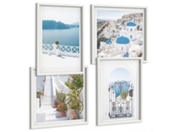Um Conjunto De Imagens Decorativas Em Uma Moldura Flores Azuis Moldura Branca Quadros Para O Escritório Espelharte (conjunto De 4 Imagens)