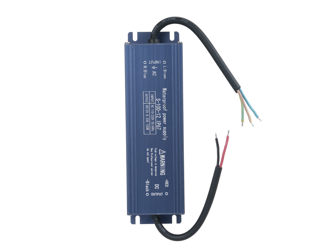 Fonte de Alimentação Led À Prova de Água Ip67 12v 100w Transformador Ac 110v 220v para Fita Led Externa | S/MARCA