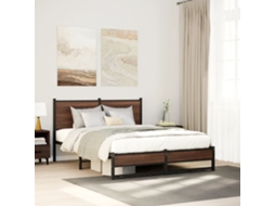 Vidaxl Estrutura De Cama Sem Colchão 140x200cm Metal Carvalho Castanho