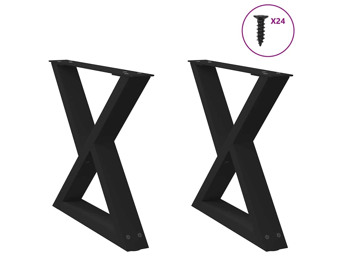 Vidaxl Pés Para Mesa De Centro 2 Peças Preto 50x(42-43,3) Cm Aço