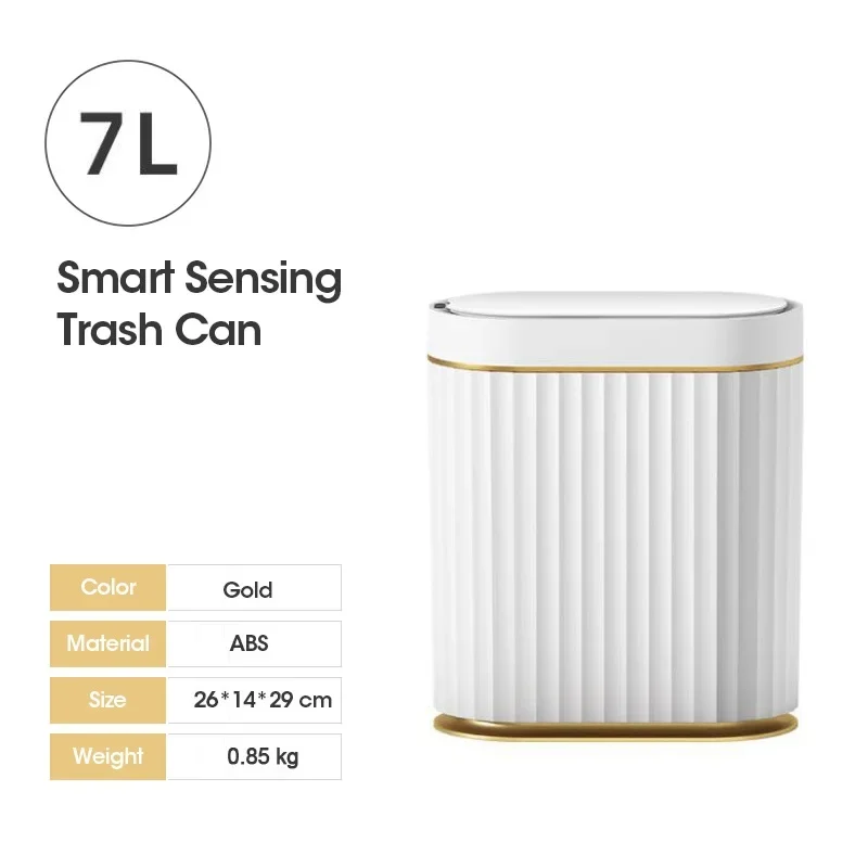 Lixeira Inteligente com Sensor Eletrônico Automático. MDUG (recarregável Via Usb, 7l, Dourada)
