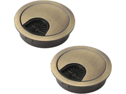 Lurelia Passa-cabos De Mesa, Pack De 2, 20 X 20 Mm, 60 Mm, Metal, Com Tampa, Resistente, Preto, Bronze, Redondo