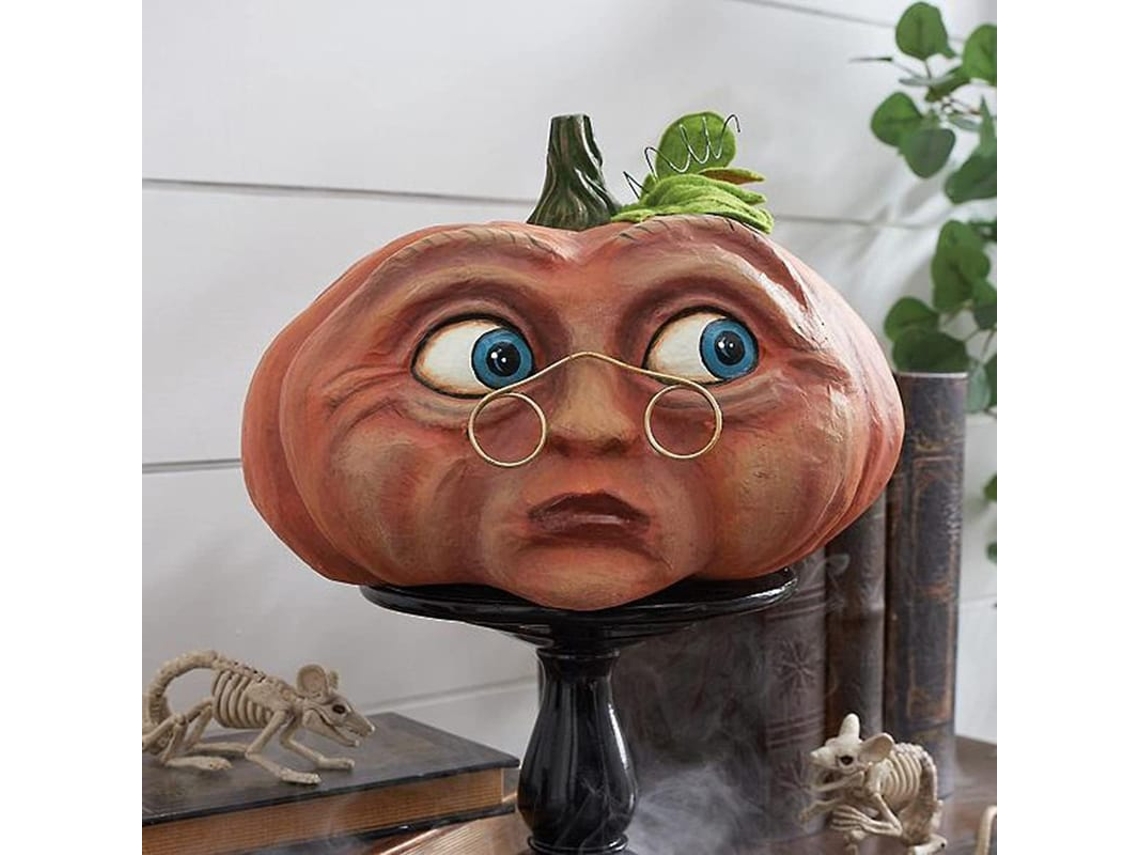 Decoração Halloween Freak Abóbora 5 Polegadas, Cabeça de Abóbora Com Expressão Grotesca Para Decoração Halloween