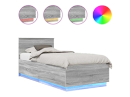 Estrutura de Cama Cinza Sonoma 100 X 200 cm Madeira Processada