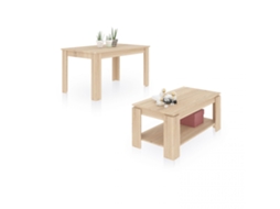 Conjunto de mesa de jantar 140 e mesa de centro Lya Carvalho canadiano 140 x 78 x 90 cm