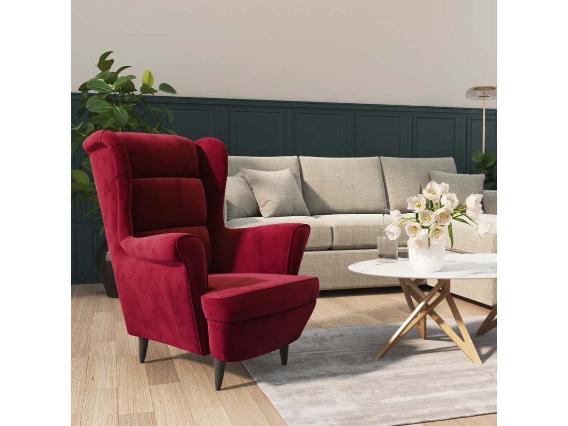 Poltrona Em Veludo Vermelho Tinto DKD HOME DECOR
