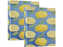 Tinta Artística Azul Limão, Frutas De 3, 8cm, Material Escolar, Pasta Redonda Com Bolsos Internos, Pacote Com 1 2