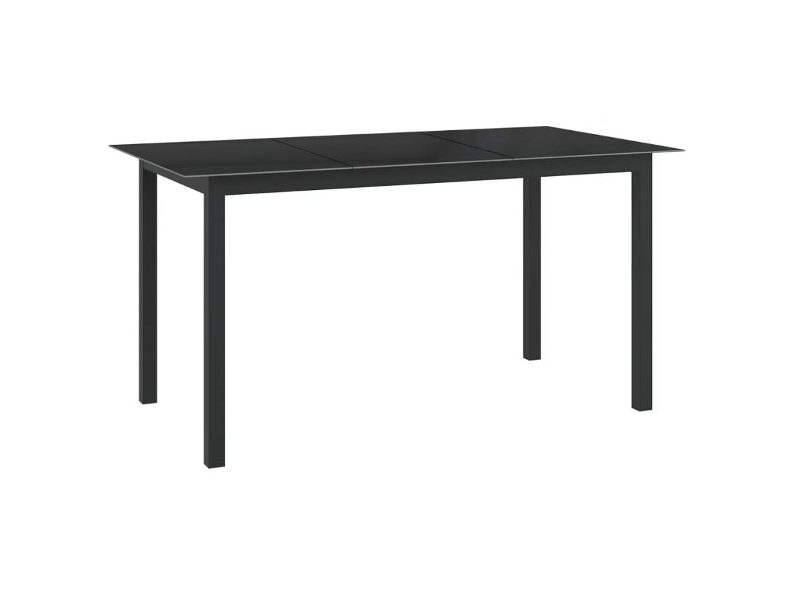Vidaxl Mesa De Jardim Em Alumínio E Vidro 150x90x74 Cm Preto