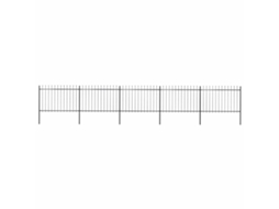 Vidaxl Cerca De Jardim Com Topo Em Forma De Lança Em Aço 838x120 Cm, Preta