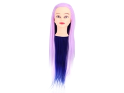 Cabeça De Boneca Para Treinamento De Cabeleireiro Com Cabelo Azul Roxo