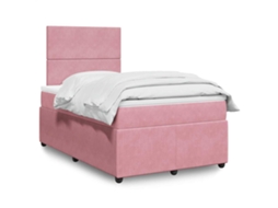 Vidaxl Cama Boxspring Com Colchão 120x200 Cm Veludo Rosa