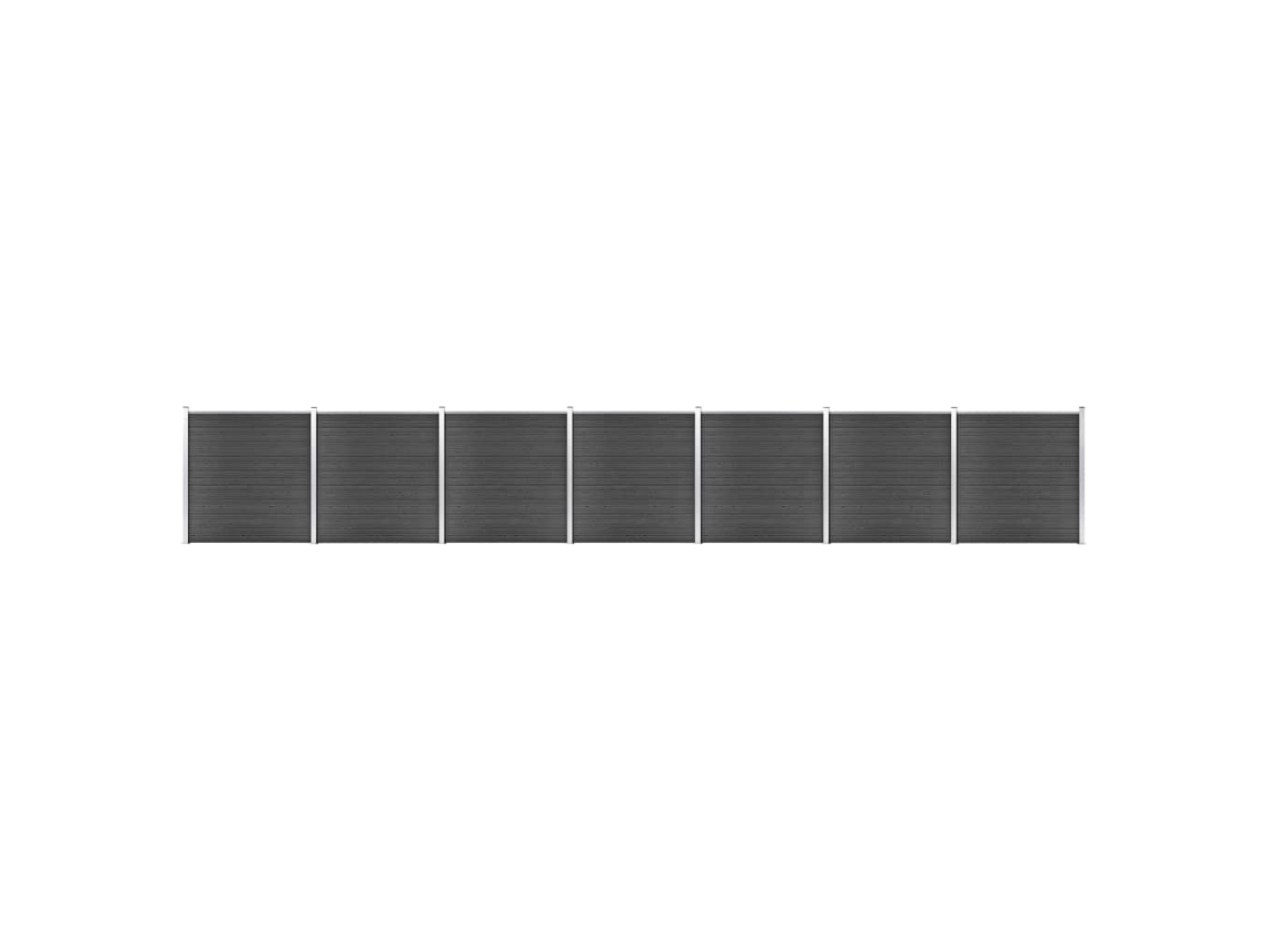 vidaXL Conjunto de painel de vedação WPC 1218x186 cm preto