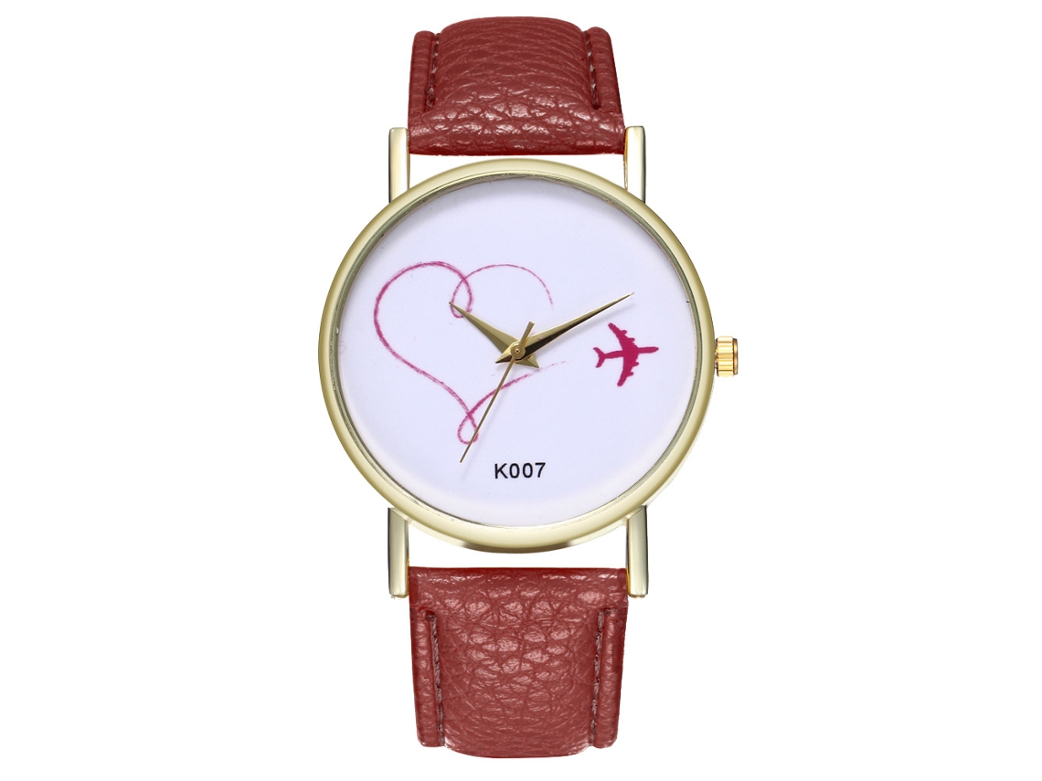 Reloj De Pulsera Analógico De Cuarzo Con Dial Redondo Para Mujer Moda (marrón)