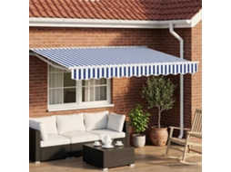 Vidaxl Estrutura De Toldo Manual Com Leds Azul E Branco 3,5 X 2,5 M