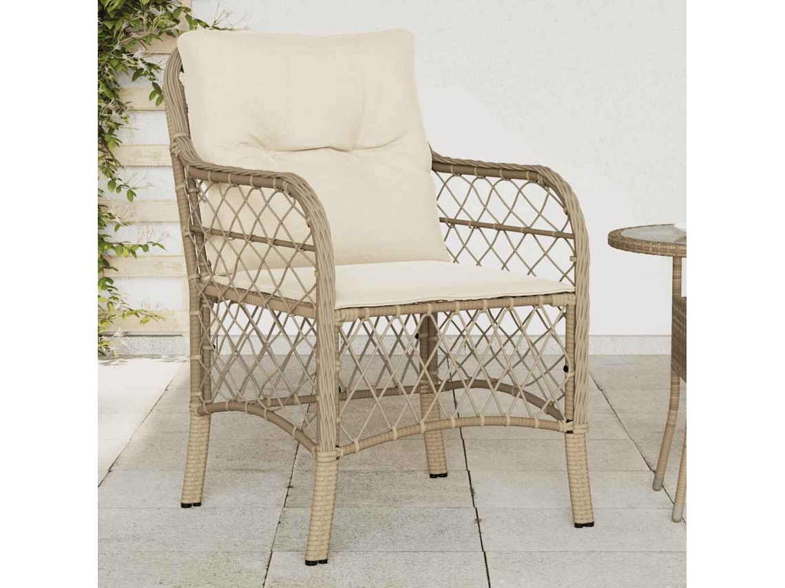 Vidaxl Cadeiras De Jardim Com Almofadões 2 Pcs Vime Pe Bege