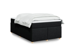 Cama Boxspring Com Colchão 120x190 Cm Tecido Preto