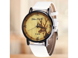 Reloj De Cuarzo Con Correa De Cuero Pu Patrón De Alce Moderno Para Mujer Y Hombre (blanco)