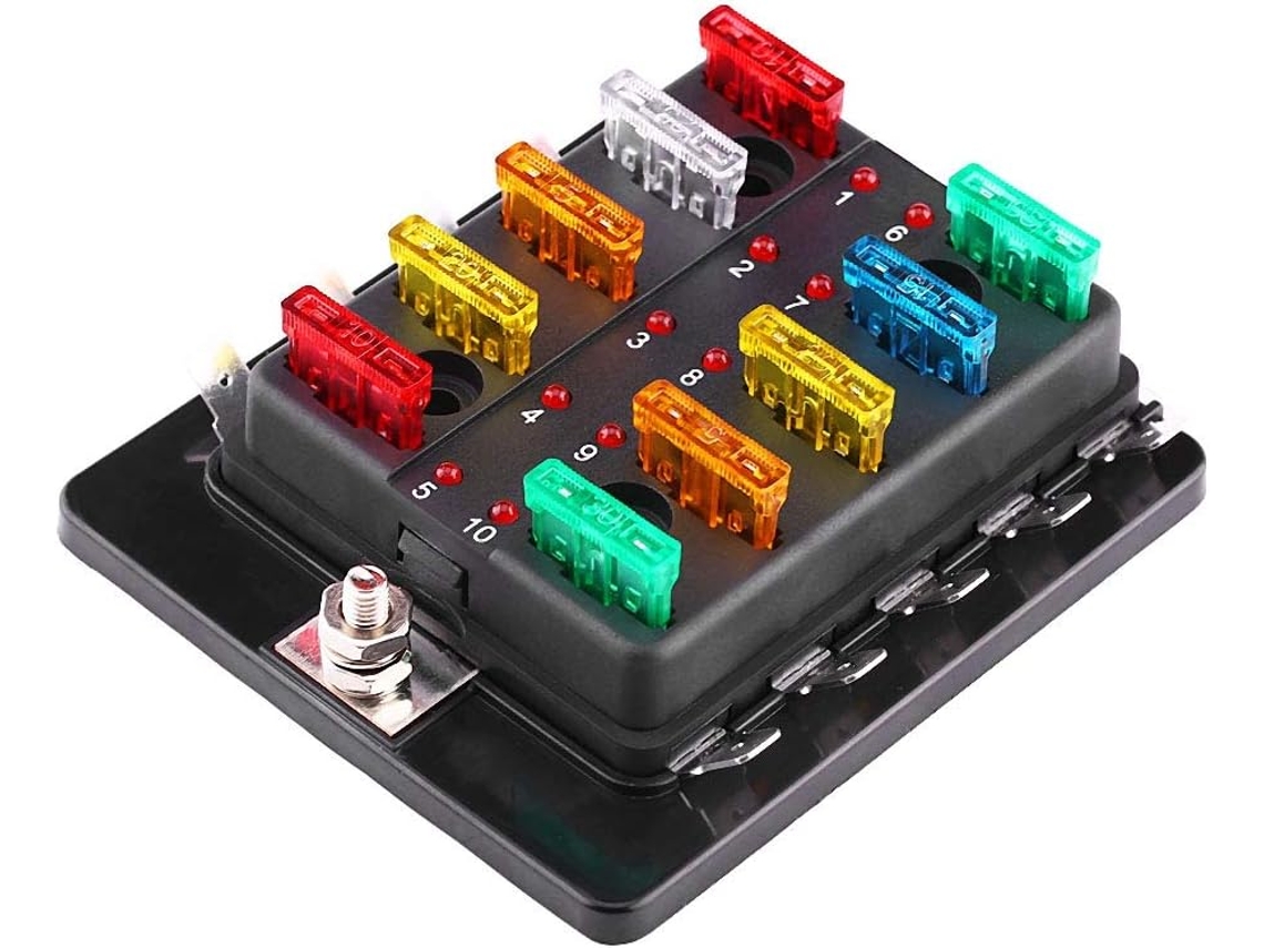 Suporte De Bloco Lâminas 10 Vias Com Kit Luz Advertência Led, Construção Durável De Nível Profissional Para Carro, Van E