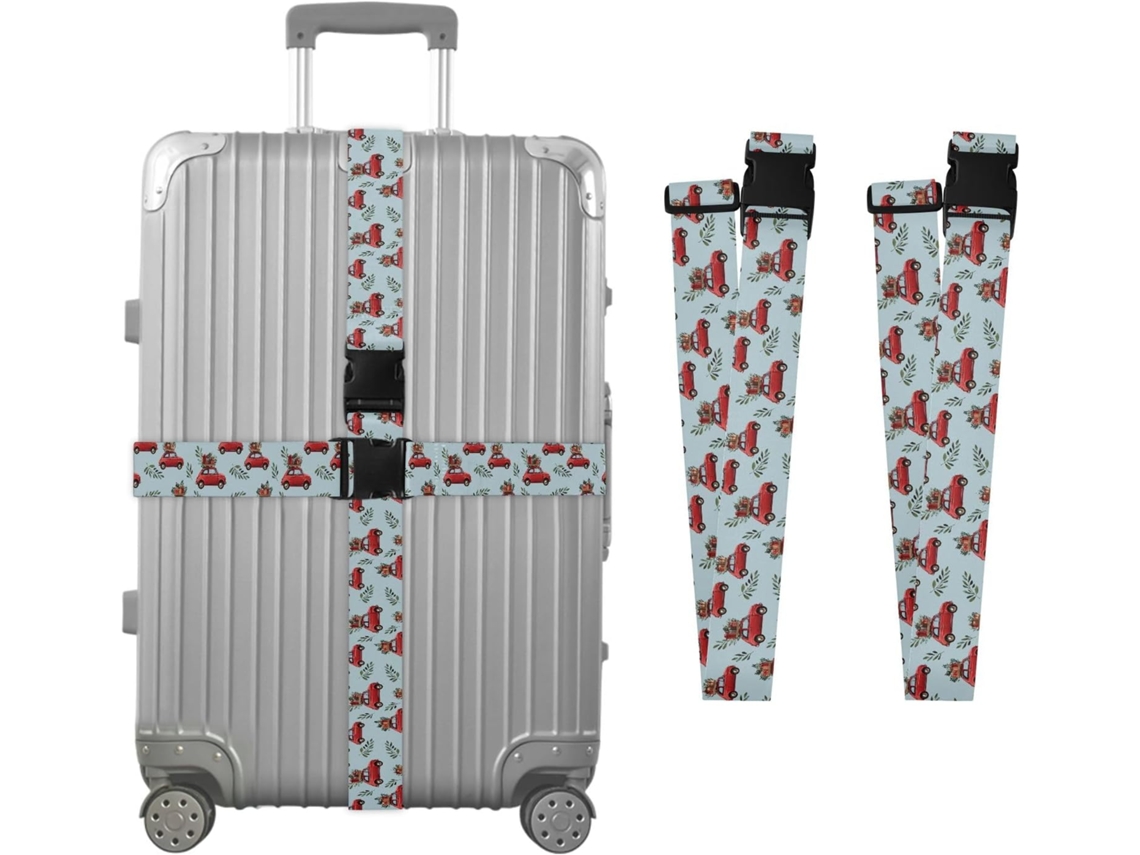 Conjunto De 2 Cintas Bagagem Com Estampa Folhas Vermelhas, Ideais Para Malas De Viagem, Acessórios Para Bagagem