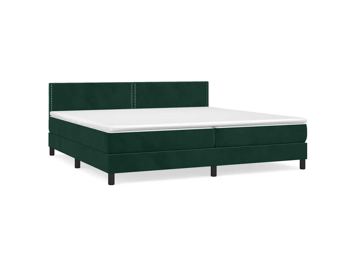 Cama com Molas/colchão 200x200 Cm Veludo Verde escuro MAISON EXCLUSIVE