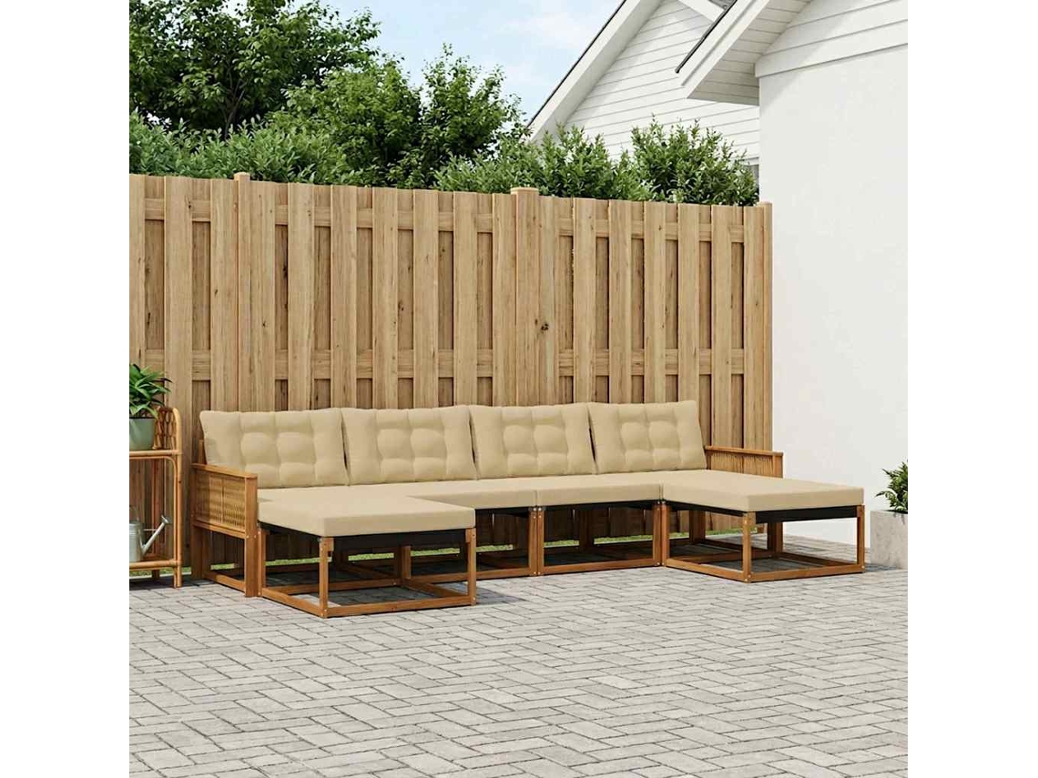 Vidaxl Conjunto De Sofás Para Exterior 6 Pcs Natural E Bege