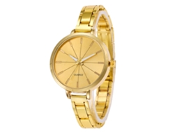 Reloj De Cuarzo De Moda Simple Para Hombres Y Mujeres Con Correa De Acero (oro)