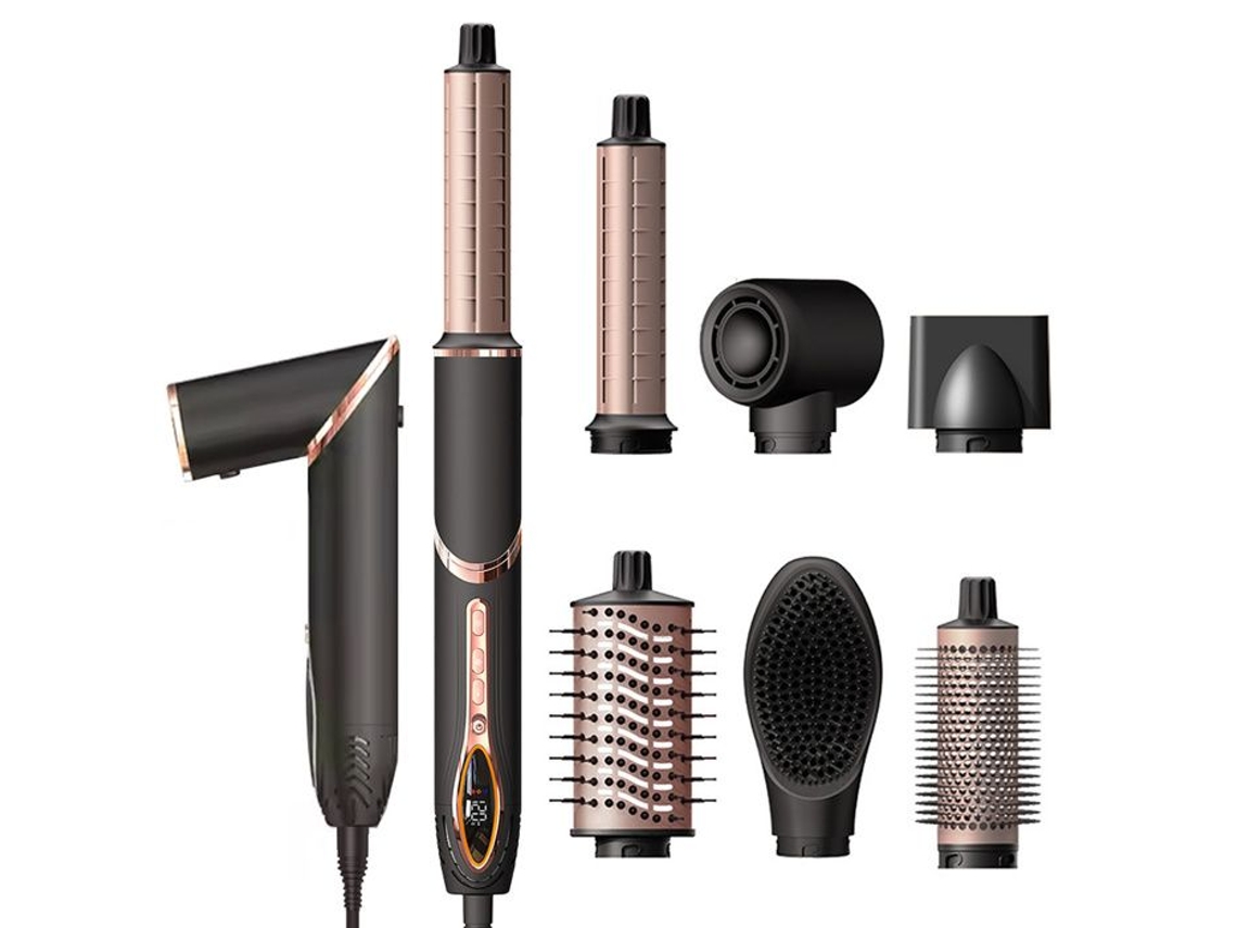 Inn Escova Sopradoura 7 Em 1 1400w Iões Negativos Pente Ferro Automático De Encaracolar Pente Para Alisar E Encaracolar Cabelo Passionova