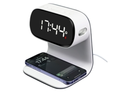 Despertador Digital 2 Em 1 Com Carregador Sem Fio, Suporte Para Celular E Tela De Espelho Led Silenciosa Para Mesa De Cabeceira.
