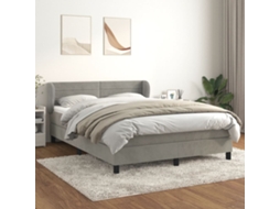 Vidaxl Cama Com Molas/colchão 140x200 Cm Veludo Cinzento-claro