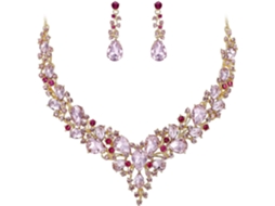 Gusshious Conjunto De Joias Femininas Para Casamento, Colar Com Pendente Em Forma De Lágrima E Cristal Austríaco, 20 Tons De Ouro Rosa