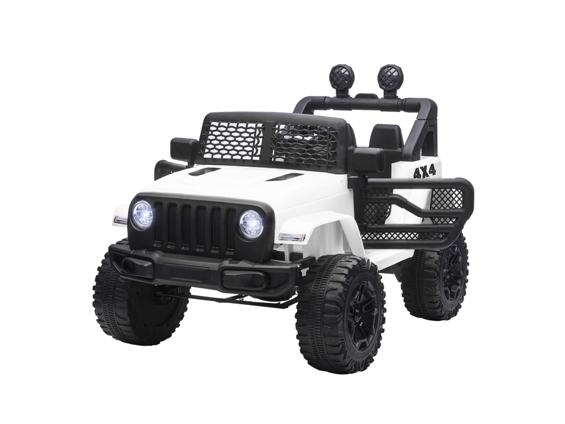 Carro elétrico off-road infantil 100x65x72cm, bateria 12v, controle remoto, branco S/MARCA