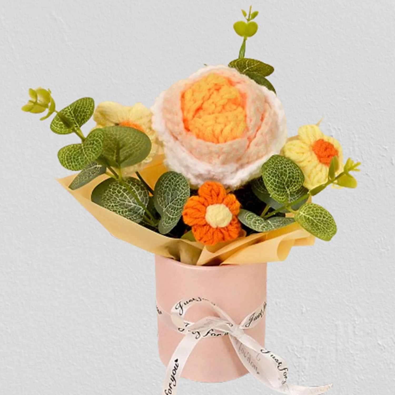 (dourado) Buquê Feito À Mão Em Crochê, Decoração Para Casa E Presente Para Mulheres, Esposas E Mães.