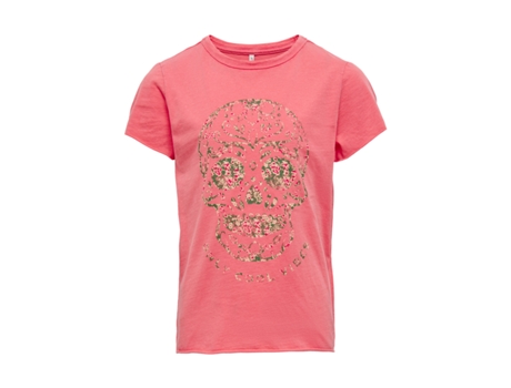 T-shirt ONLY KIDS Koglulu Red Skull sugar coral (Mulher - Tam: 9/10 ans)