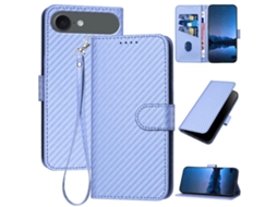 Capa De Couro Para Iphone 17 Air - Fivela Em Fibra De Carbono - Com Cordão