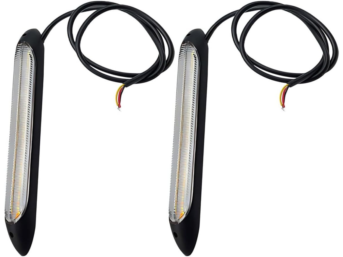 Luzes Diurnas De Led Ounona, Faixa De Luz Flexível Silicone E Pvc Para Carros, 2 Peças, Amarelo Sólido E Branco