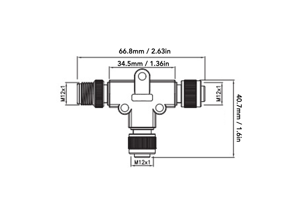Conector Aviário Tipo T 4 Pinos Impermeável