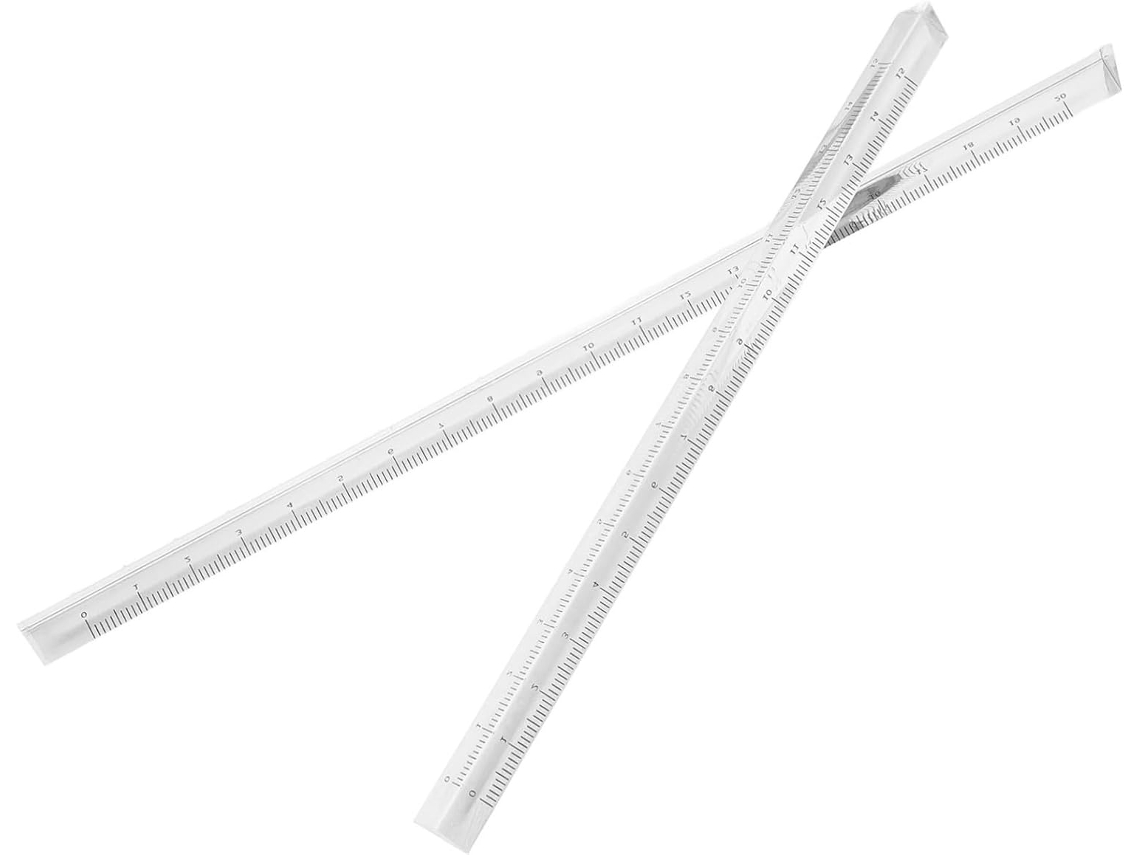 Conjunto De 2 Réguas Triangulares Plástico Transparente Para Desenho