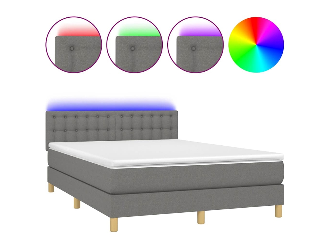 Box Spring Bed, Box Spring Beds Vidaxl Cinzeto Tecido (140 X 200 Cm)