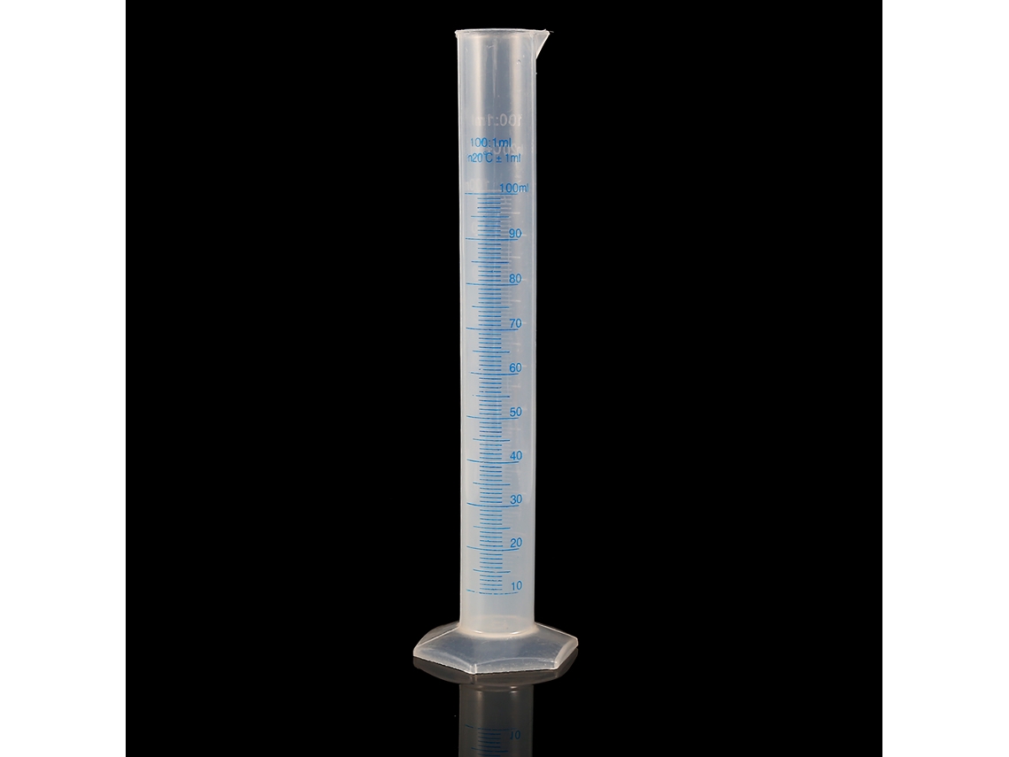 Cilindro Medidor De Vidro 100 Ml Com Base Plástico Resistente À Corrosão