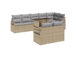 Conjunto 9 Conjunto De Sofá De Jardim Vidaxl Bege Vime Pe (100 X 55 X 73 Cm)