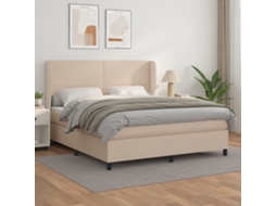 Vidaxl Cama Com Molas/colchão 180x200 Cm Couro Artificial Cappuccino