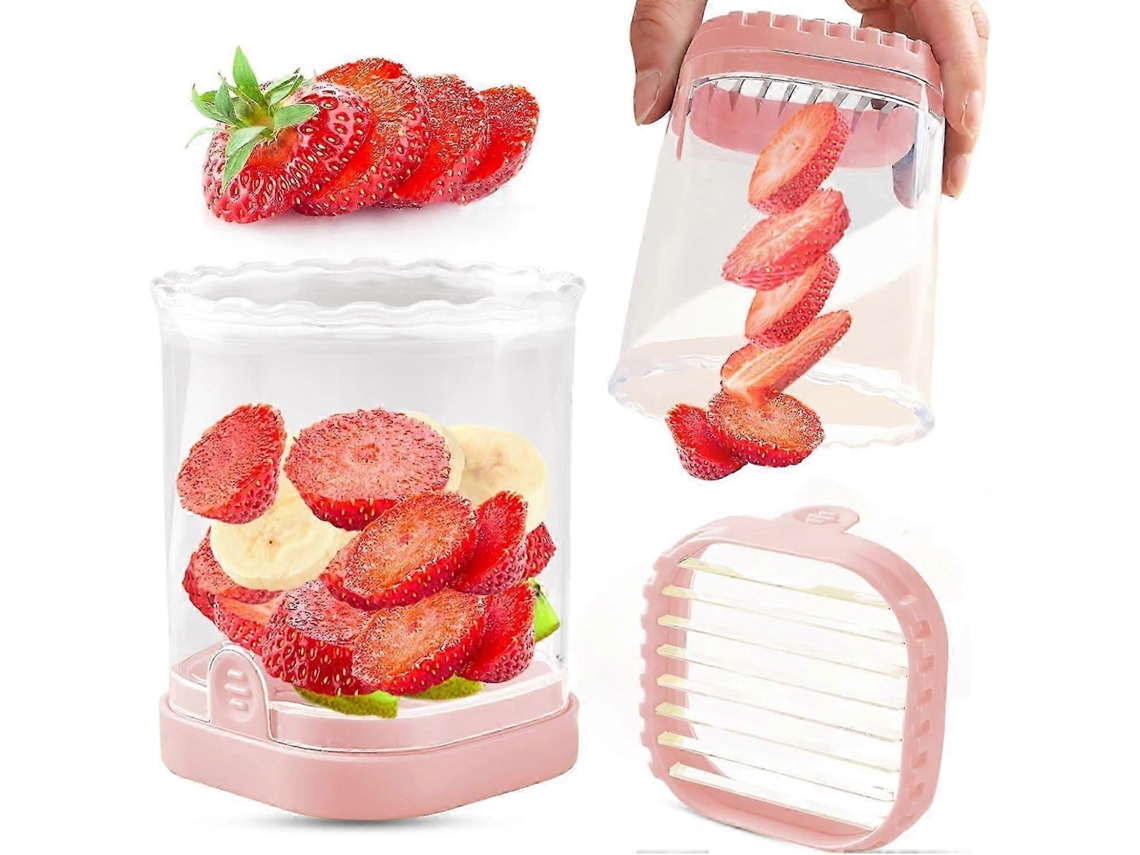 Fatiador De Frutas, Morangos, Bananas, Uvas, Ovos E Frutas Destacáveis ​​com Prato De Empurrar. Everley891