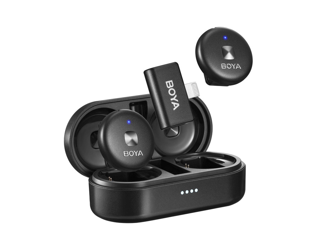 Sistema de Microfone Sem Fio BOYA Omic-D Ultra Compacto Alcance 50 M Lightning Ios