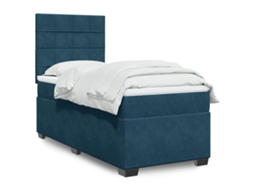Vidaxl Cama Boxspring Com Colchão 100x200 Cm Veludo Azul
