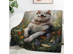 Manta Husky Estampa Buquê de Flores 220x240 Cm Multifuncional Macia Aconchegante em Flanela Ideal para Escritó